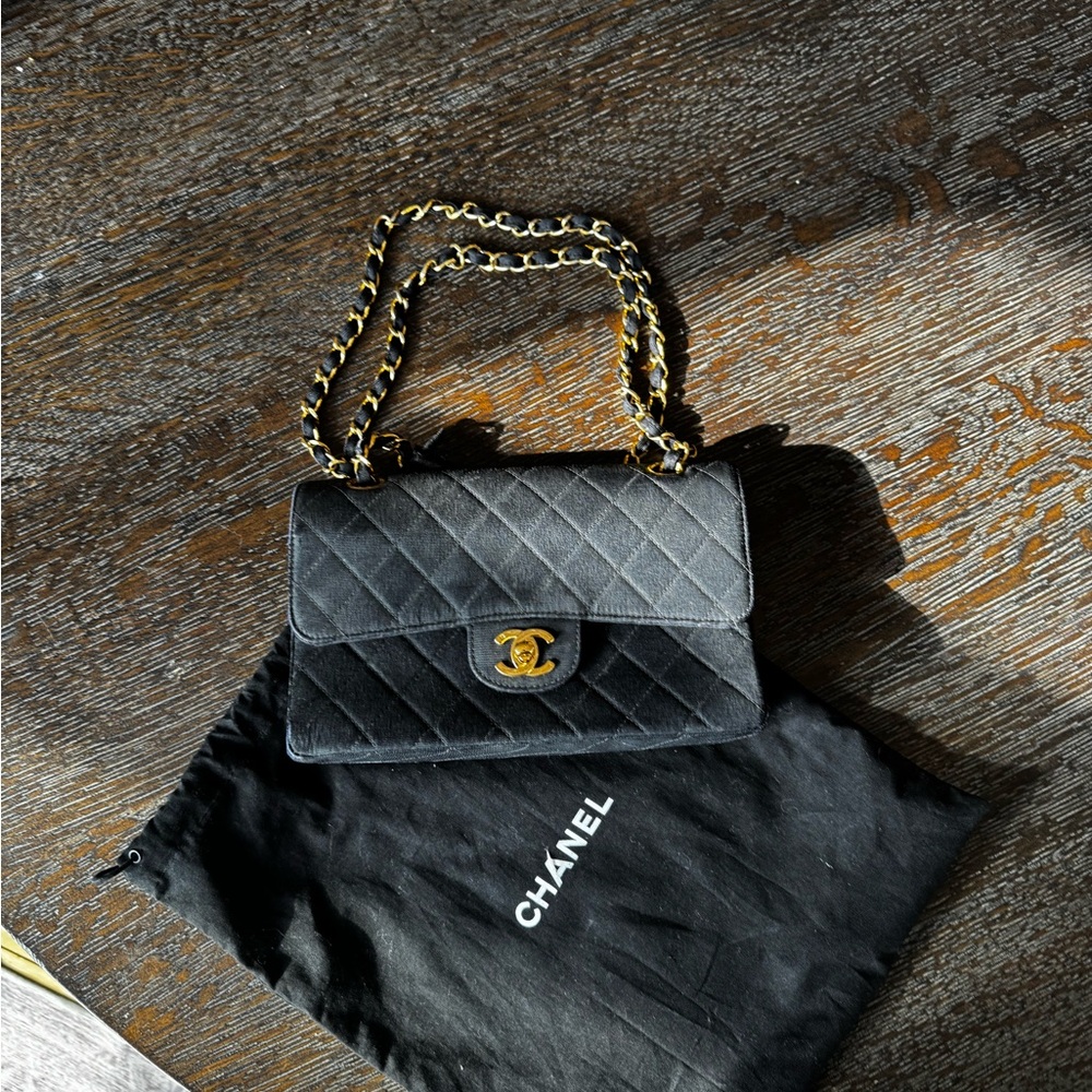 Chanel Black Quilted Shoulder Bag with Gold Accents